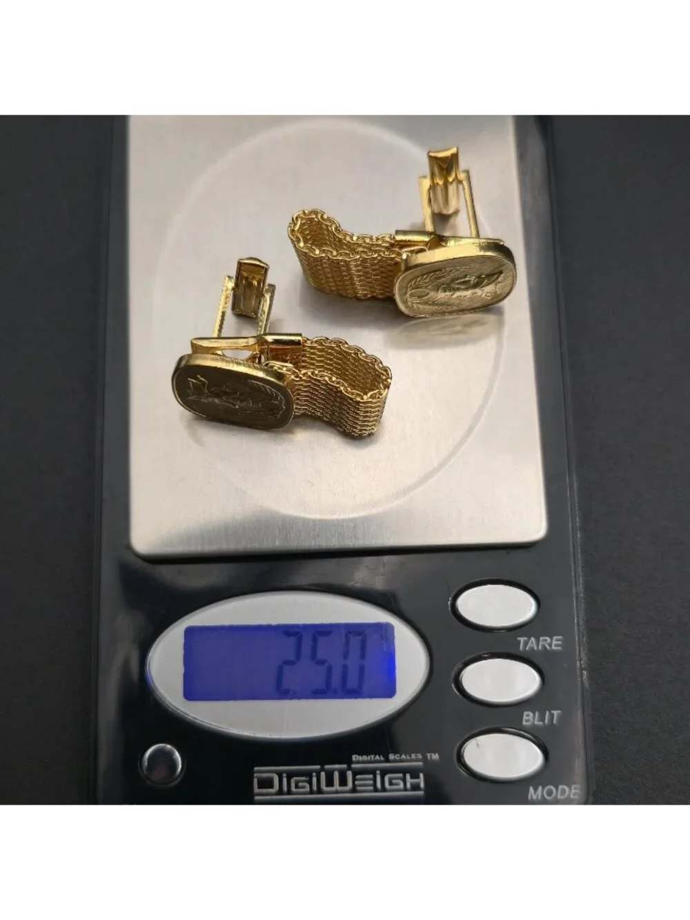 Vintage Mesh Wrap Cufflinks, Janus Two Faced Comedy Tragedy Theater Gift A8137